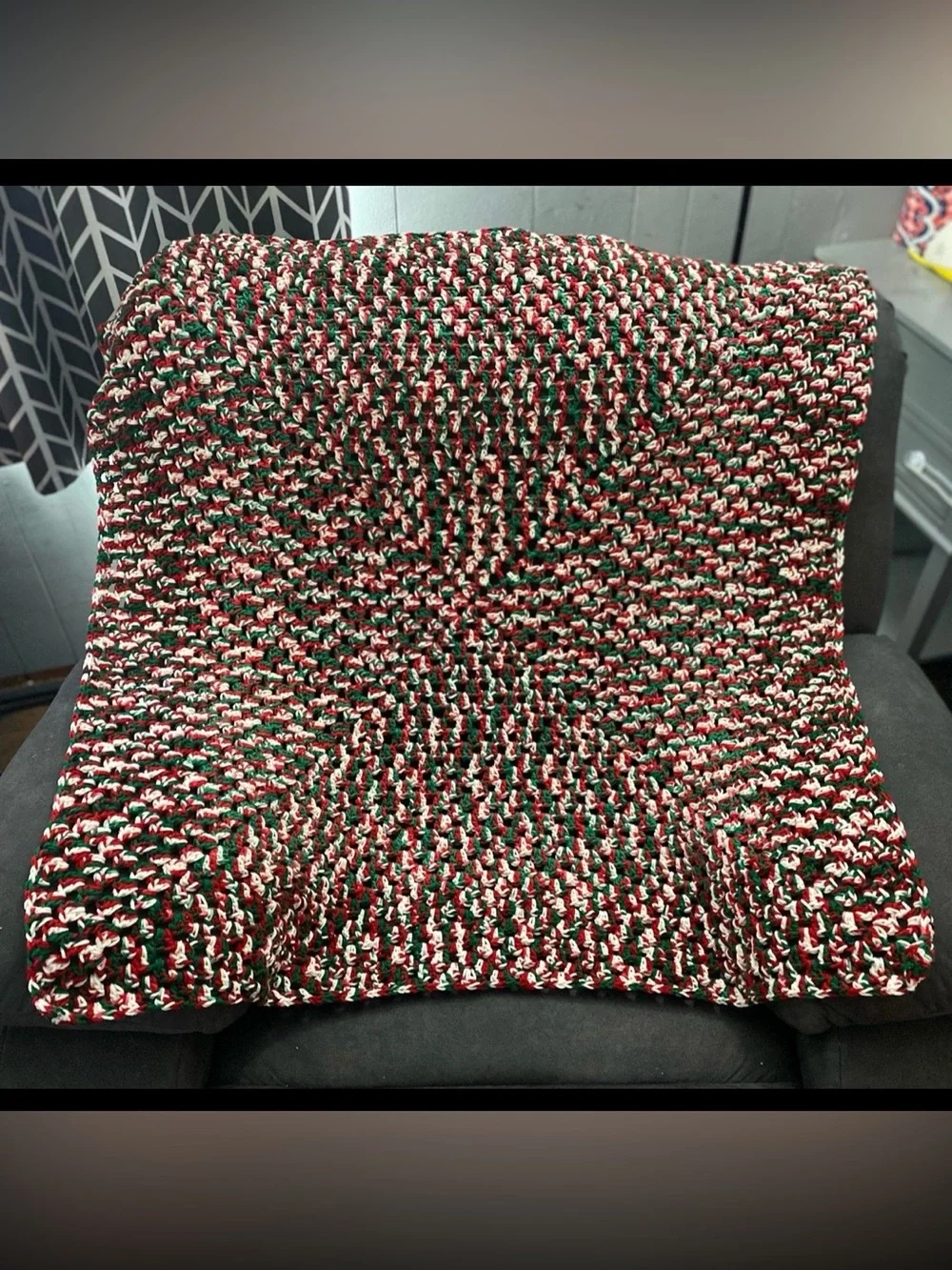 Handmade Christmas Crochet Blanket - Heavy 36x36 Holiday Lapghan Throw